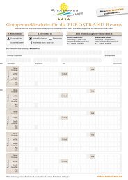 Gruppenmeldeschein für die EUROSTRAND Resorts