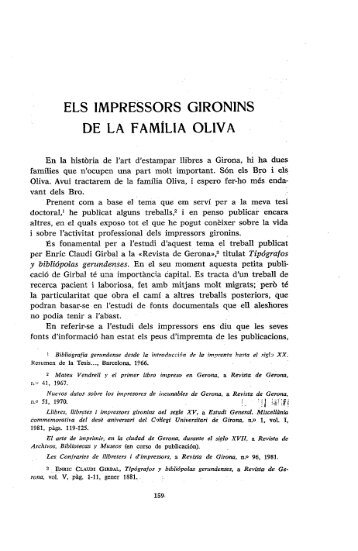 ELS IMPRESSORS GIRONINS DE LA FAMÍLIA OLIVA