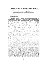 Laboratorul de Vibratii si Vibropercutii, Prof.dr.ing ... - Filiala Timişoara