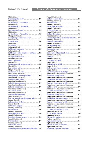 Liste alphabétique des auteurs - Pr Jean-Yves Hayez