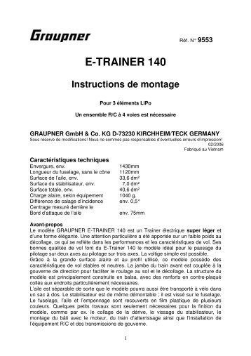 E-TRAINER 140 Instructions de montage - Graupner