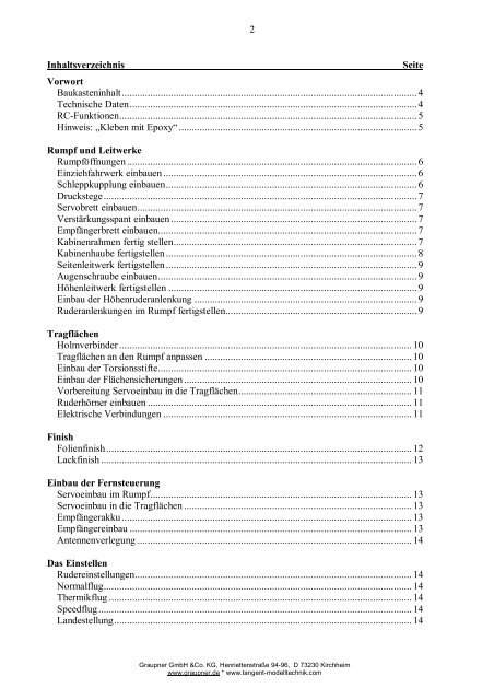 Bauanleitung ASH 26 - TANGENT  - Modelltechnik