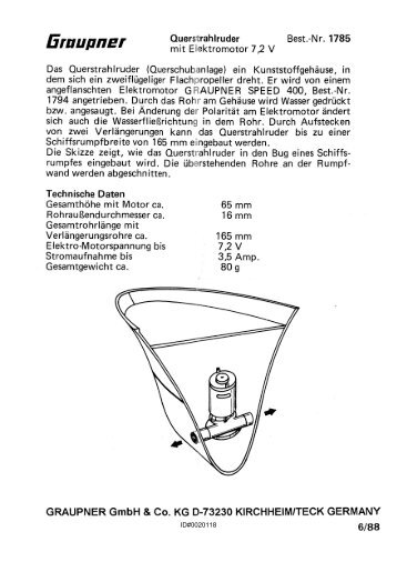 Querstrahlruder Best.-N r. 1785 - Graupner