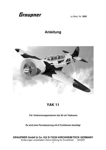 Anleitung YAK 11 - Graupner