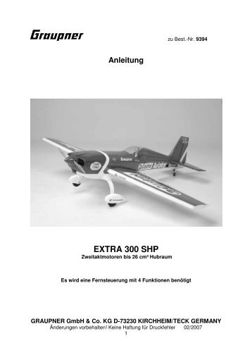 Anleitung EXTRA 300 SHP - Green Hobby & Model