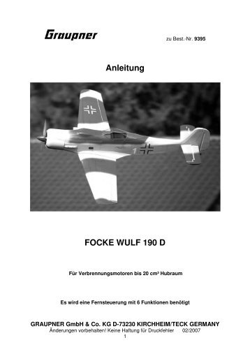 Anleitung FOCKE WULF 190 D - Graupner