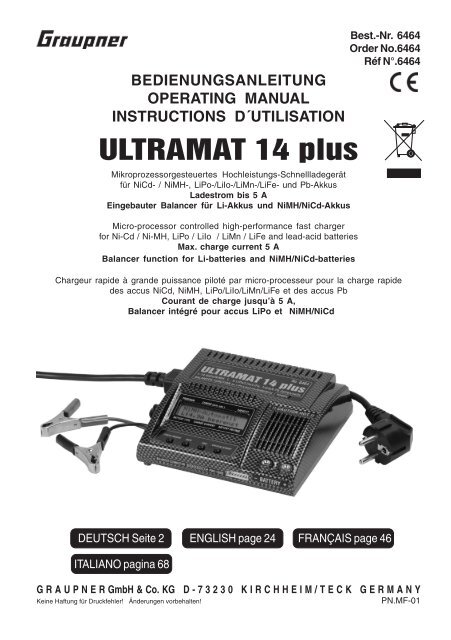 Chargeur 12V 5A pour batterie 12V LIMN et LiPO