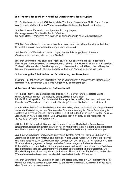 Räum- und Streuplan der Gemeinde Grettstadt aktuell