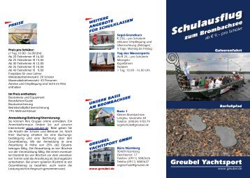 Flyer "Schulausflug zum Brombachsee" - Segelschule Greubel