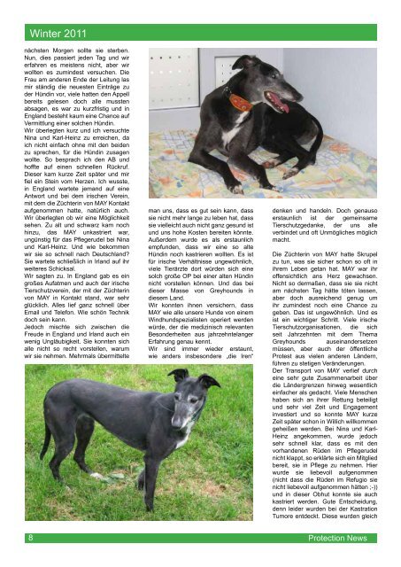 "Protection News" Winter 2011 - Greyhound Protection International