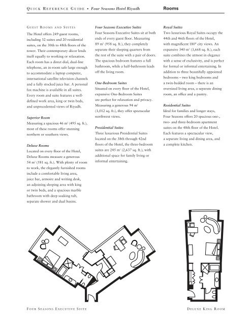 QUICK REFERENCE GUIDE - Four Seasons Hotels and Resorts