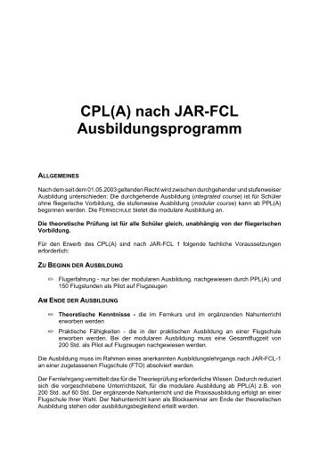 CPL(A) nach JAR-FCL Ausbildungsprogramm - Ernst GrÃ¶ger ...