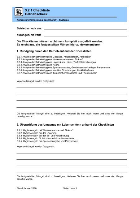 3.2.1 Checkliste Betriebscheck - Groma