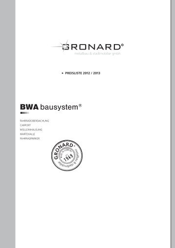 Preisliste BWA - GRONARD ® Metallbau & Stadtmobiliar GmbH