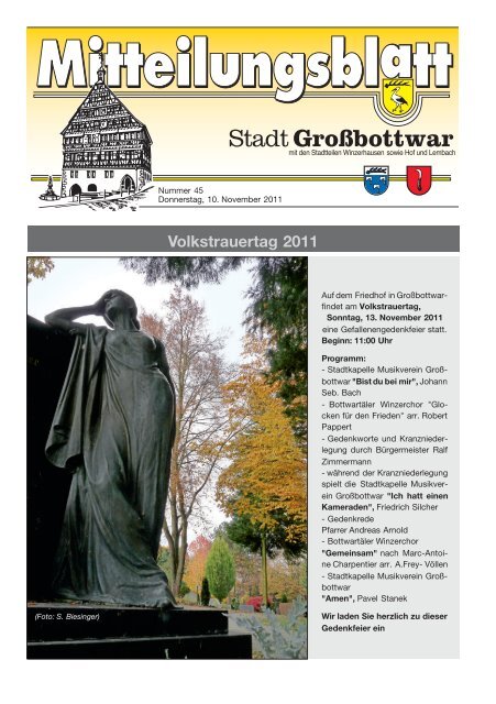 Publ grossbottwar Issue kw45 Page 1 - Gemeinde Großbottwar