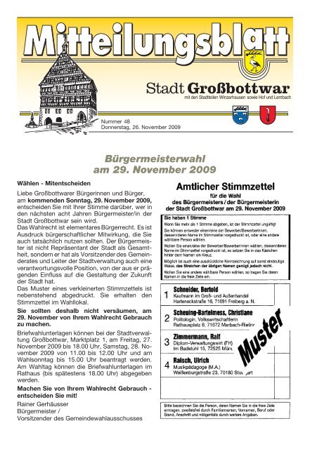 Publ grossbottwar Issue kw48 Page 1 - Gemeinde Großbottwar