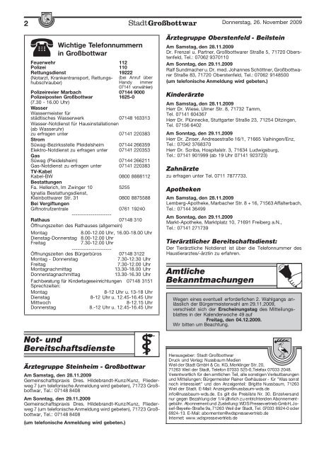Publ grossbottwar Issue kw48 Page 1 - Gemeinde Großbottwar