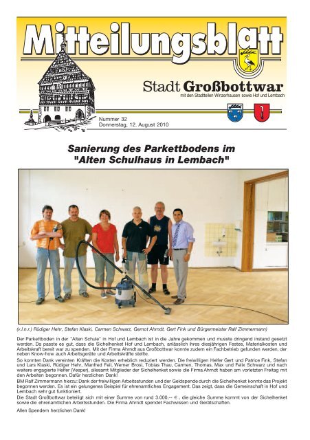 Sanierung des Parkettbodens im - Gemeinde Großbottwar