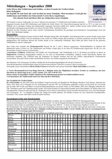 Rundbrief September 2008 - Große Schule