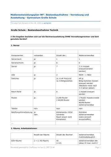 Medienentwicklungsplan-WF : Bestandsaufnahme ... - Große Schule