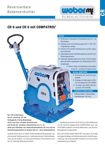 Reversierbare Bodenverdichter CR 6 und CR 6 mit COMPATROL®