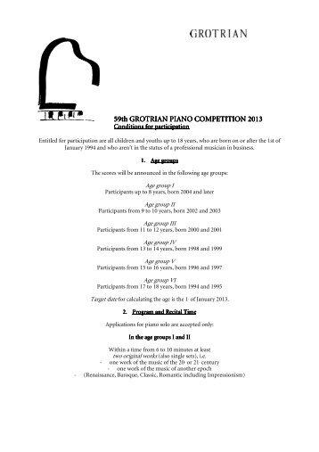 59th GROTRIAN PIANO COMPETITION 201 th ... - Grotrian-Steinweg
