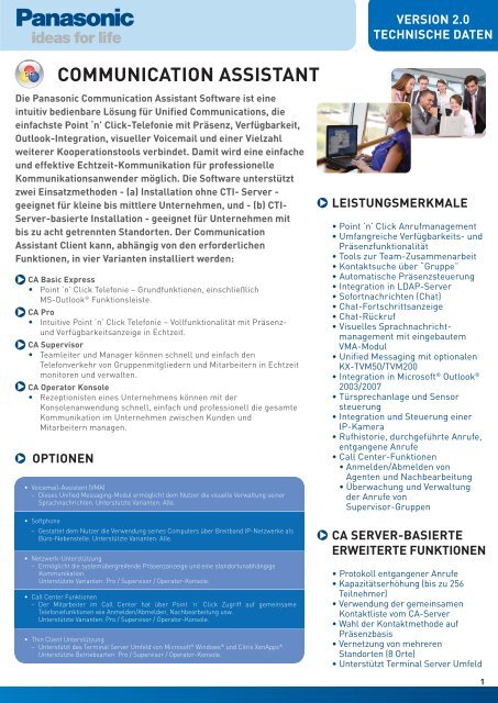 CA 2.0, Technische Daten - GROT UND SEEMANN