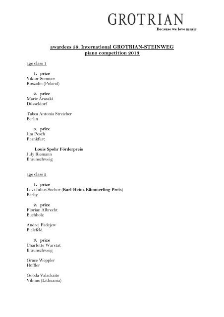 Results 2013 (pdf) - Grotrian-Steinweg