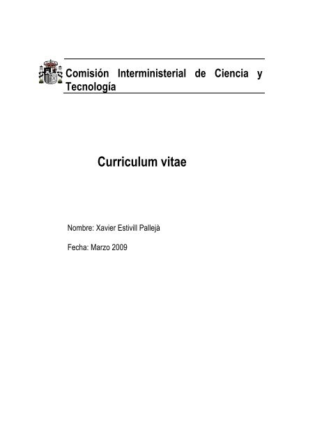 Curriculum vitae - Sociedad Española de Genética