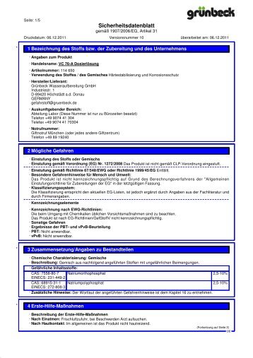 SDB VC 76-A Dosierlösung DE - Grünbeck Wasseraufbereitung ...