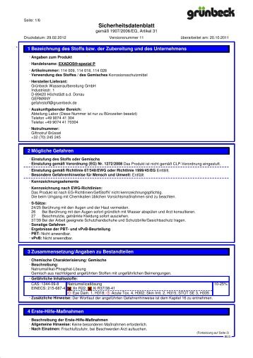 SDB EXADOS-spezial P BE-D - Grünbeck Wasseraufbereitung GmbH