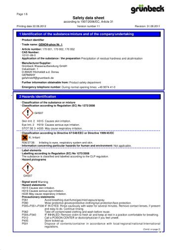 SDB GENO-phos Nr 1 GB - Grünbeck Wasseraufbereitung GmbH