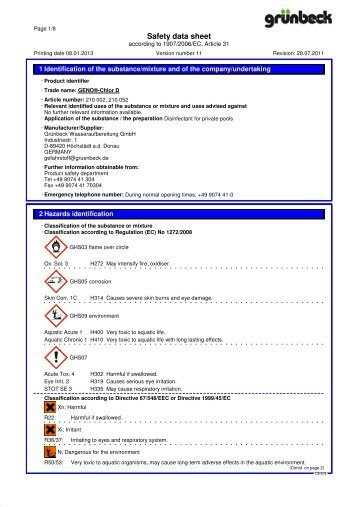 SDB GENO-Chlor D EN - Grünbeck Wasseraufbereitung GmbH