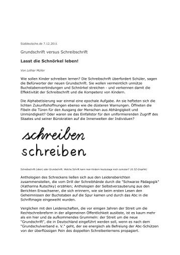 Grundschrift versus Schreibschrift Lasst die SchnÃ¶rkel leben!