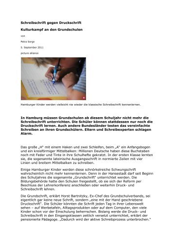 Schreibschrift gegen Druckschrift - Grundschulverband