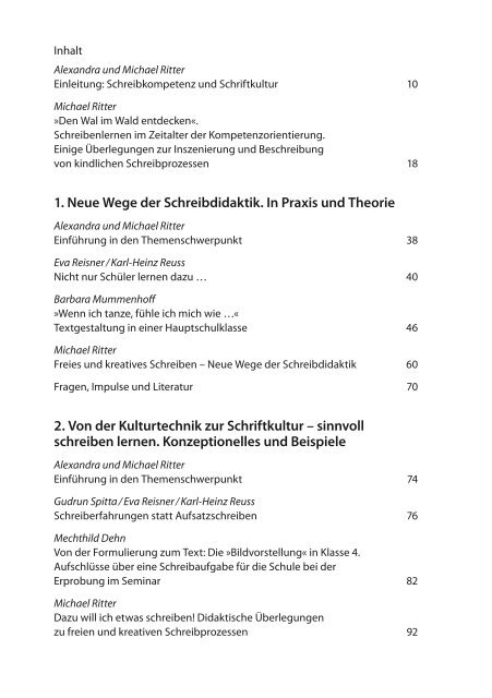 1. Neue Wege der Schreibdidaktik. In Praxis und Theorie 2. Von der ...