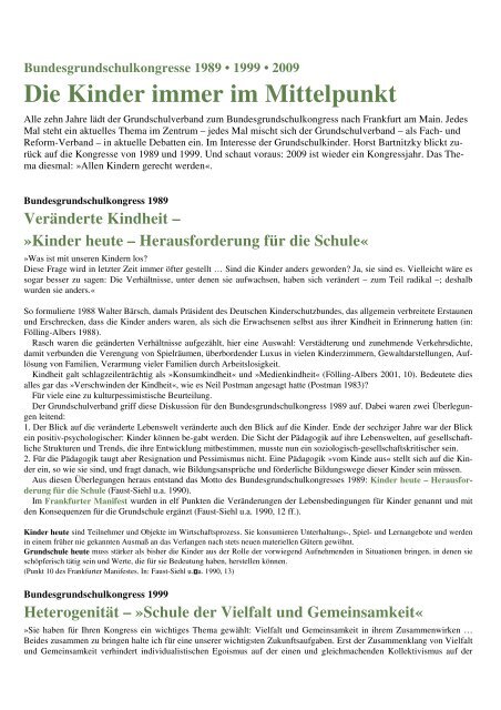 Die Kinder immer im Mittelpunkt - Grundschulverband