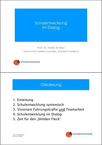 Schulentwicklung im Dialog Gliederung - Grundschulverband