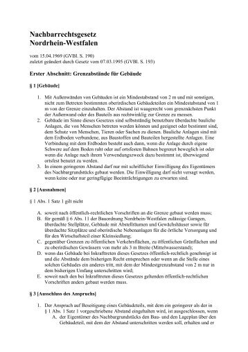 Nachbarrechtsgesetz NRW vom 15.04.1969 (PDF) - GRUVA