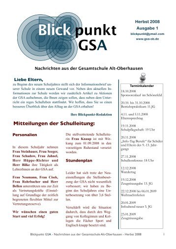 Blickpunkt Ausgabe 1 - der GSA