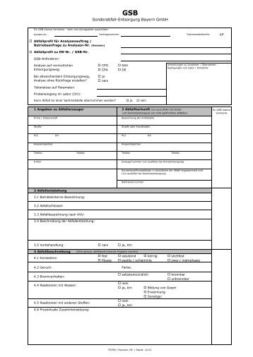 Abfallprofil - gsb Sonderabfall-Entsorgung Bayern GmbH