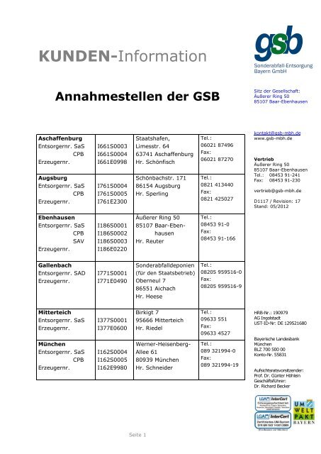 kunden - gsb Sonderabfall-Entsorgung Bayern GmbH