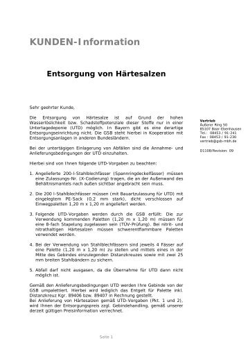 Härtesalze - gsb Sonderabfall-Entsorgung Bayern GmbH