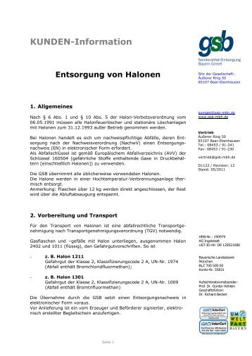 Entsorgung von Halonen