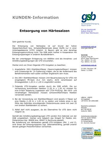 Härtesalze - gsb Sonderabfall-Entsorgung Bayern GmbH