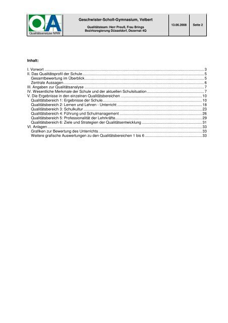 Bericht der Schulinspektion - Geschwister-Scholl-Gymnasium