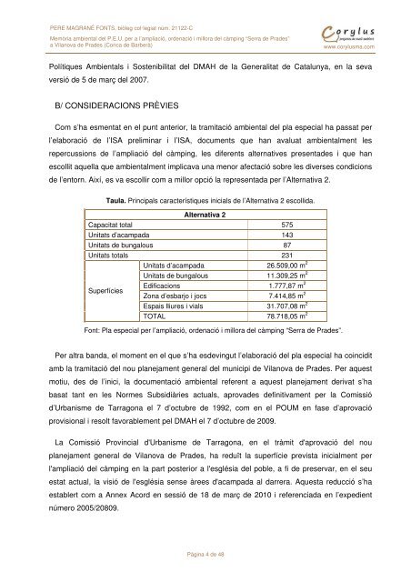 Memòria ambiental Serra de Prades - Vilanova de Prades