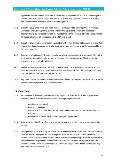 Enterprise Agreement 2011-14 - Department of Climate Change