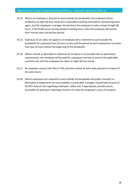 Enterprise Agreement 2011-14 - Department of Climate Change