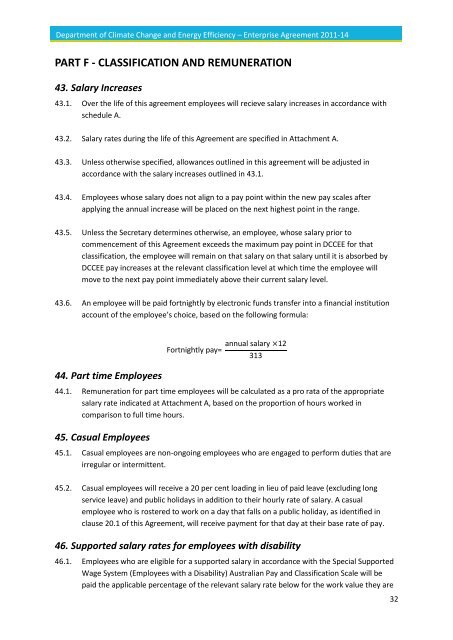 Enterprise Agreement 2011-14 - Department of Climate Change